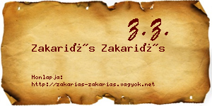 Zakariás Zakariás névjegykártya